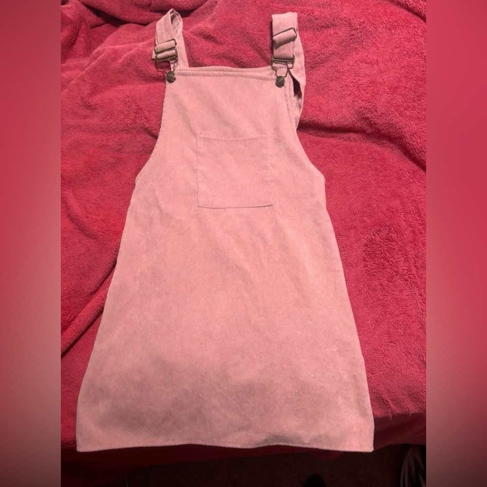 Pink Corduroy Pinafore Dress